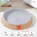 Rattan woven cat bed for pets showing breathable construction with natural material texture