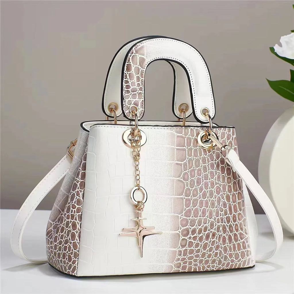 Women's PU shoulder messenger bag, horizontal square, embossed detail, single strap, available in beige green black white khaki red