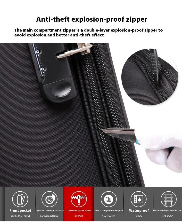 Black 18-inch Oxford cloth business cabin suitcase with retractable handle and universal wheels