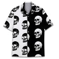 Men's Cuban collar summer shirt in polyester fabric with digital print design and button-up front