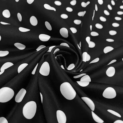 Polka dot square collar pleated dress with short sleeves in multicolour polyester fabric
