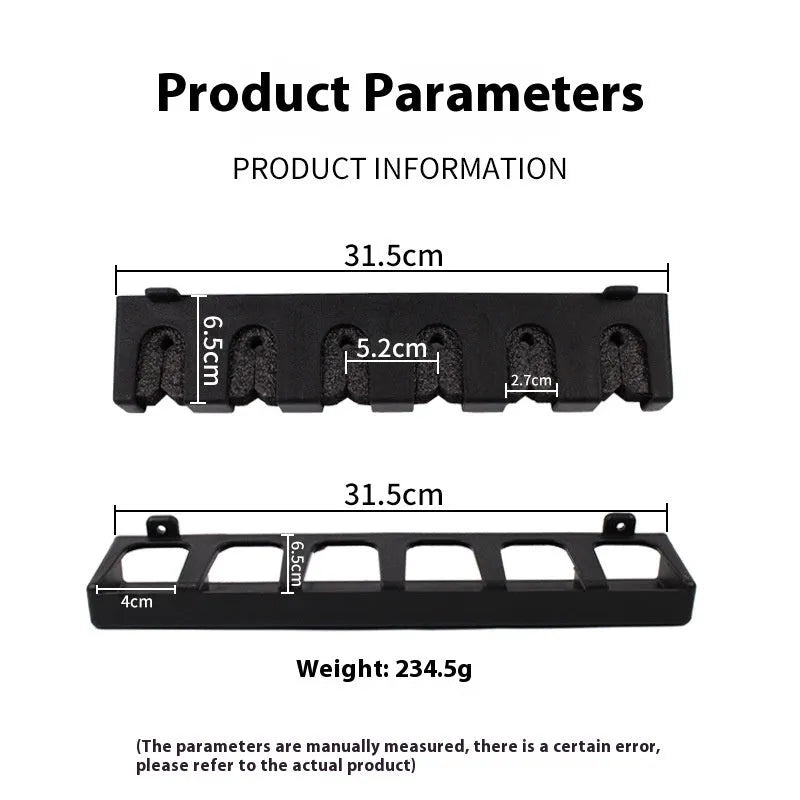 Black ABS plastic wall-mounted fishing rod display stand with horizontal and upright frame options