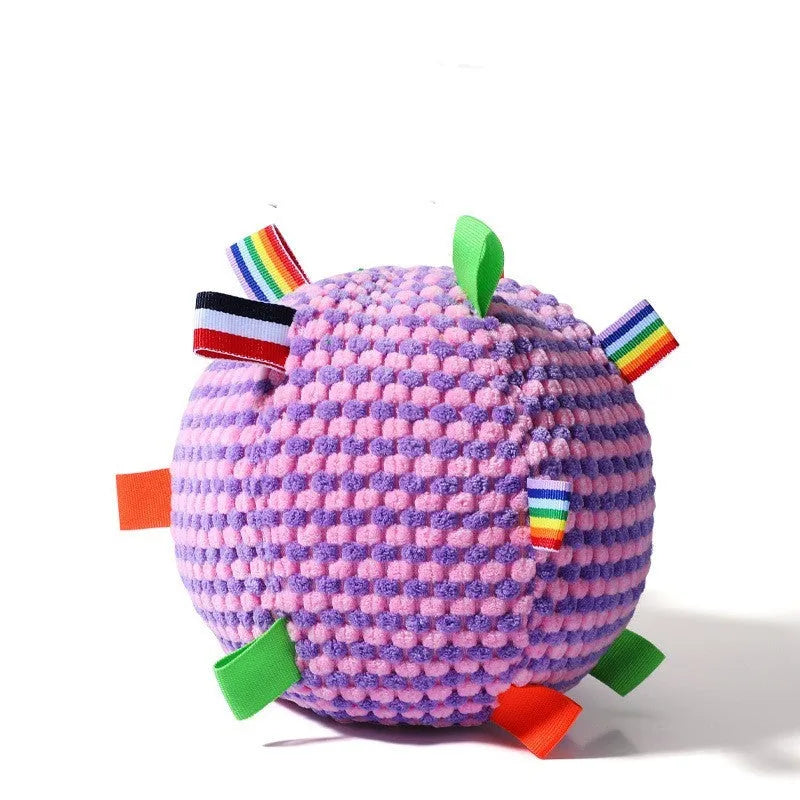 Blue and green pineapple lattice dog toy shaped as a rolling ring with central molar balls.