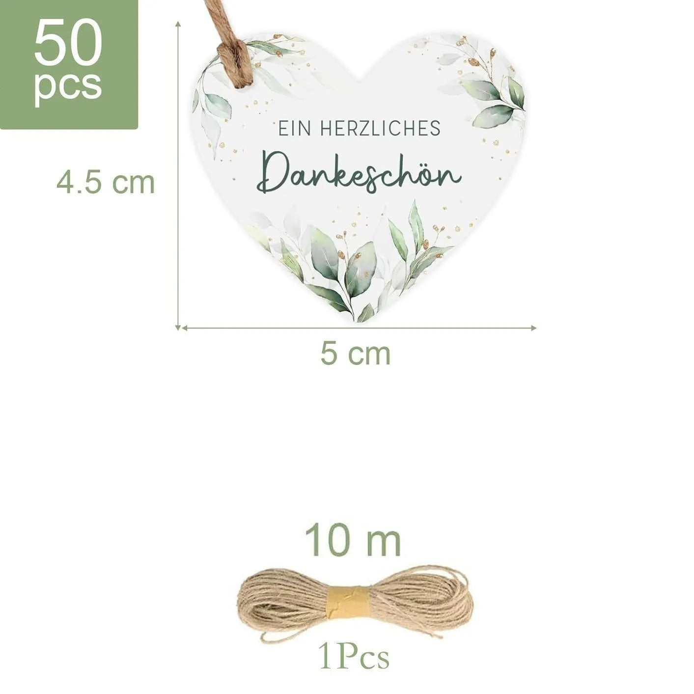 Fifty flower heart-shaped paper gift tags in two vintage colour styles