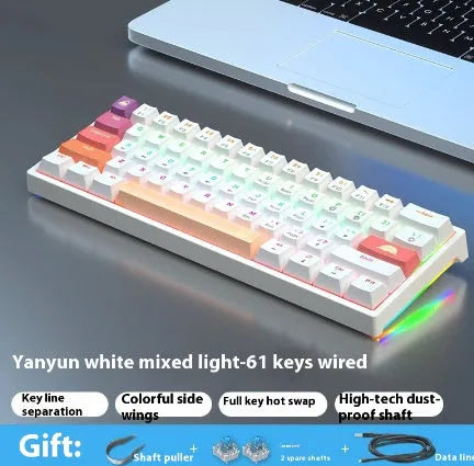 61-key compact mechanical keyboard with hot-swappable sockets and multiple switch options