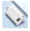 Black or white large capacity portable power bank showing front view with USB ports