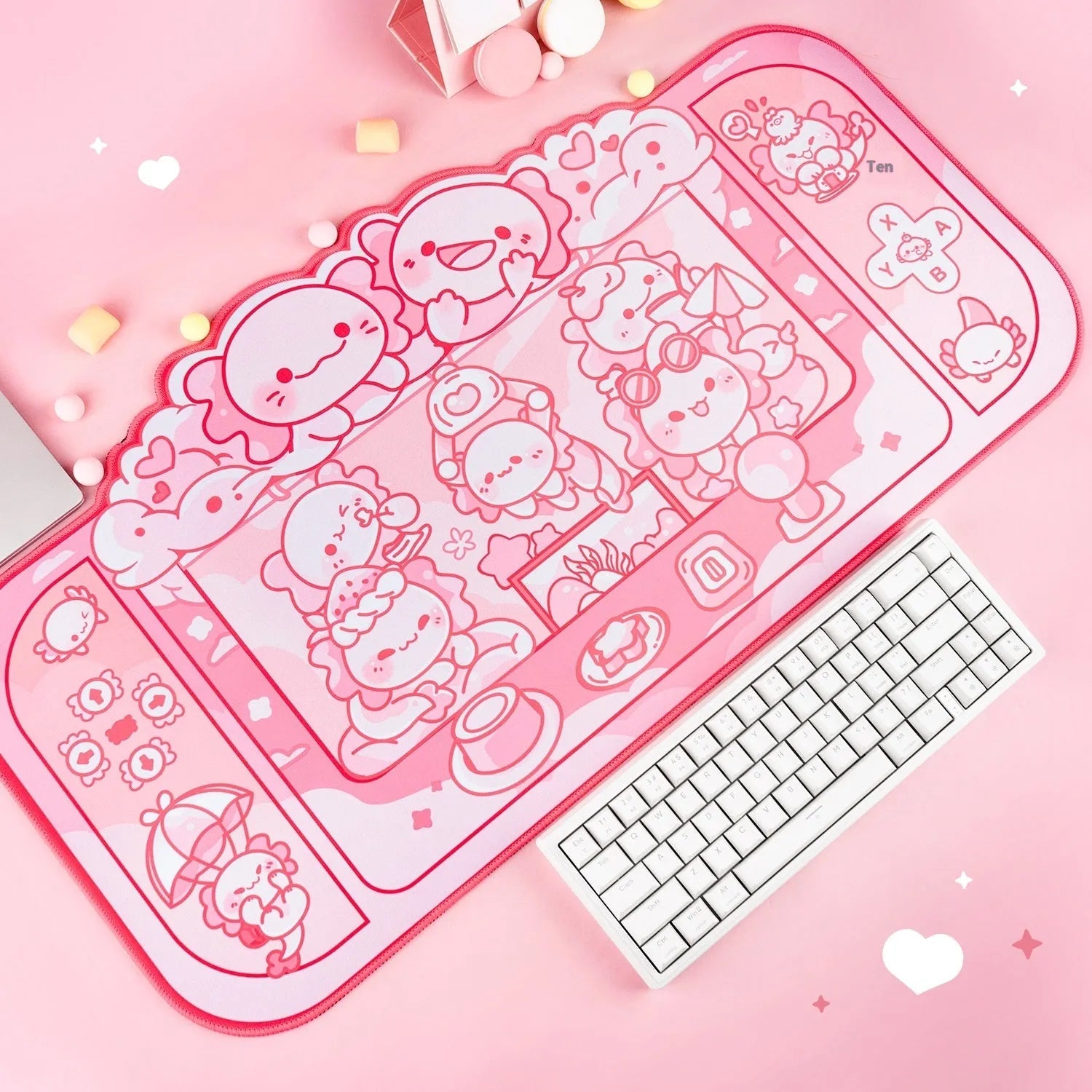 Hexagonal dragon crane machine cartoon anime pattern cloth mouse pad measuring 75x40cm