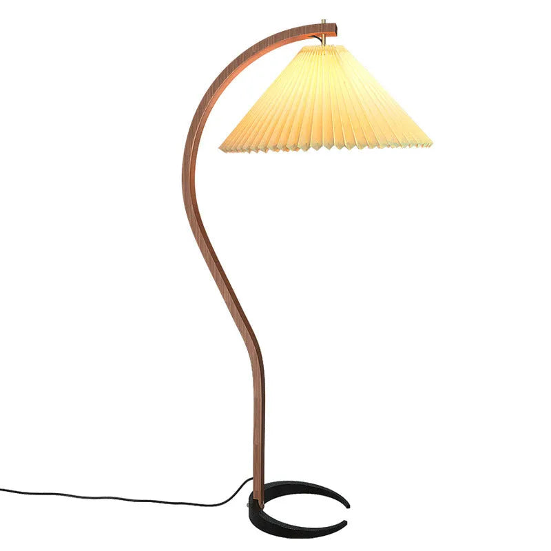 Vertical retro table lamp with log-style lampshade in white or wine red colour
