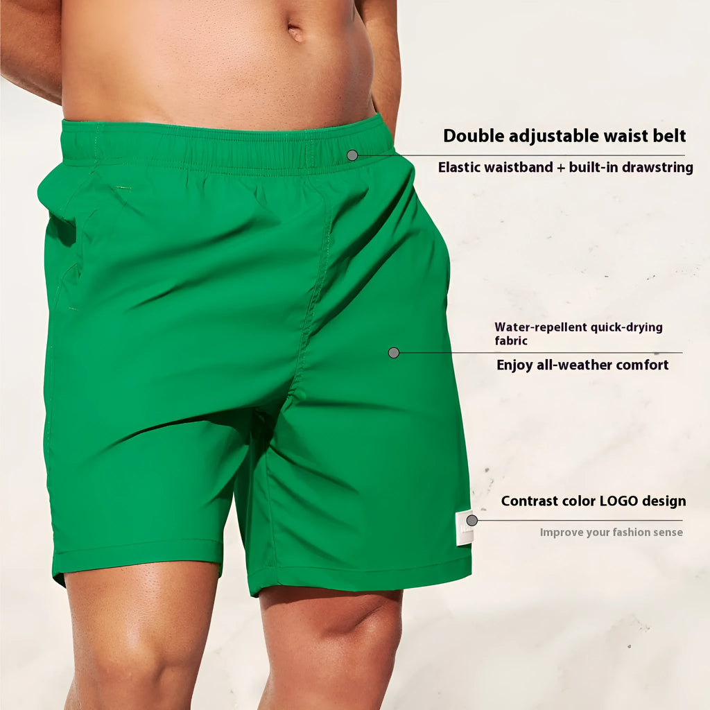 Men's quick-drying nylon sports shorts with straight leg opening in solid colours