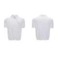 Men's ice-cooling slim-fit polo shirt with oblique zipper detail in black colour
