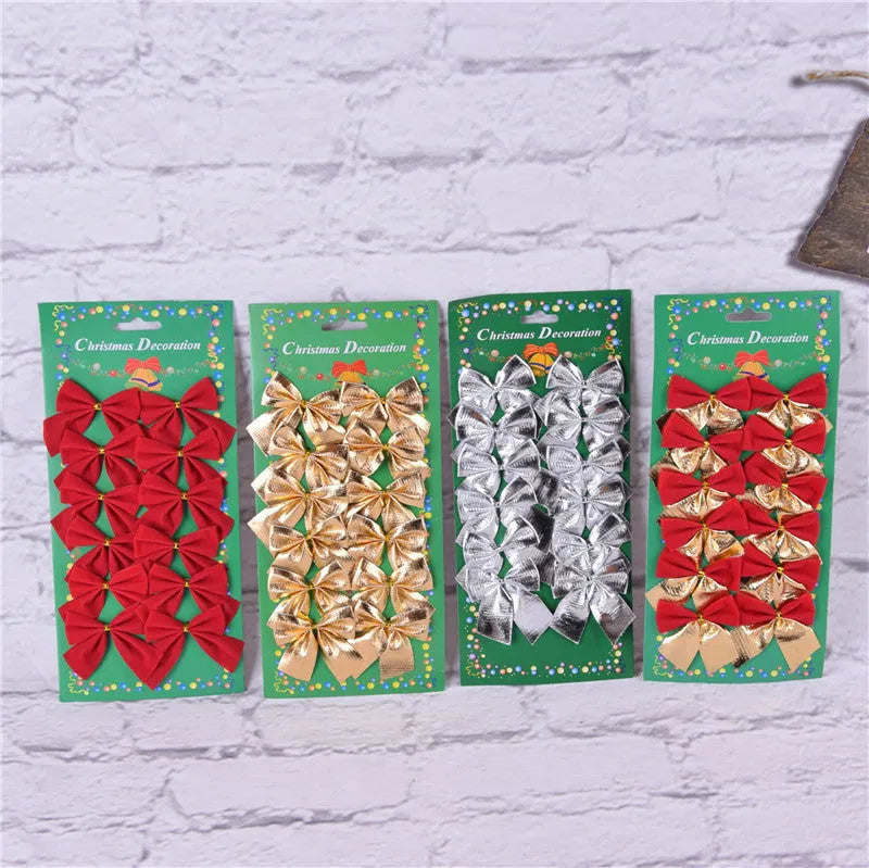5 cm polyester Christmas tree decoration bow in gold, red, or silver colour