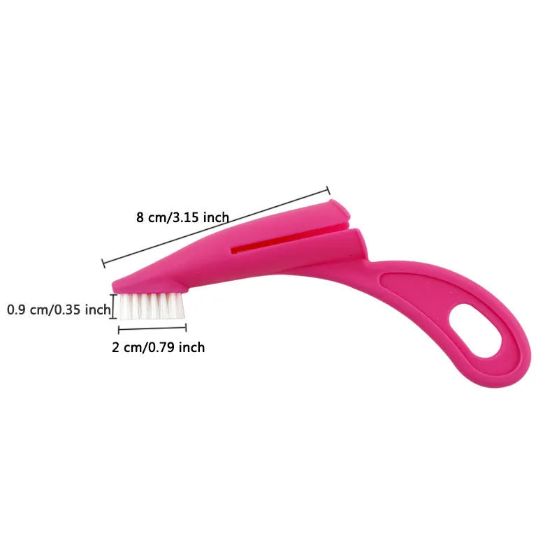 Red and white pet finger toothbrush with silicone bristles for dog and cat dental care
