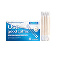 Double-headed cotton swabs with absorbent cotton tips and bamboo sticks, pack of 30
