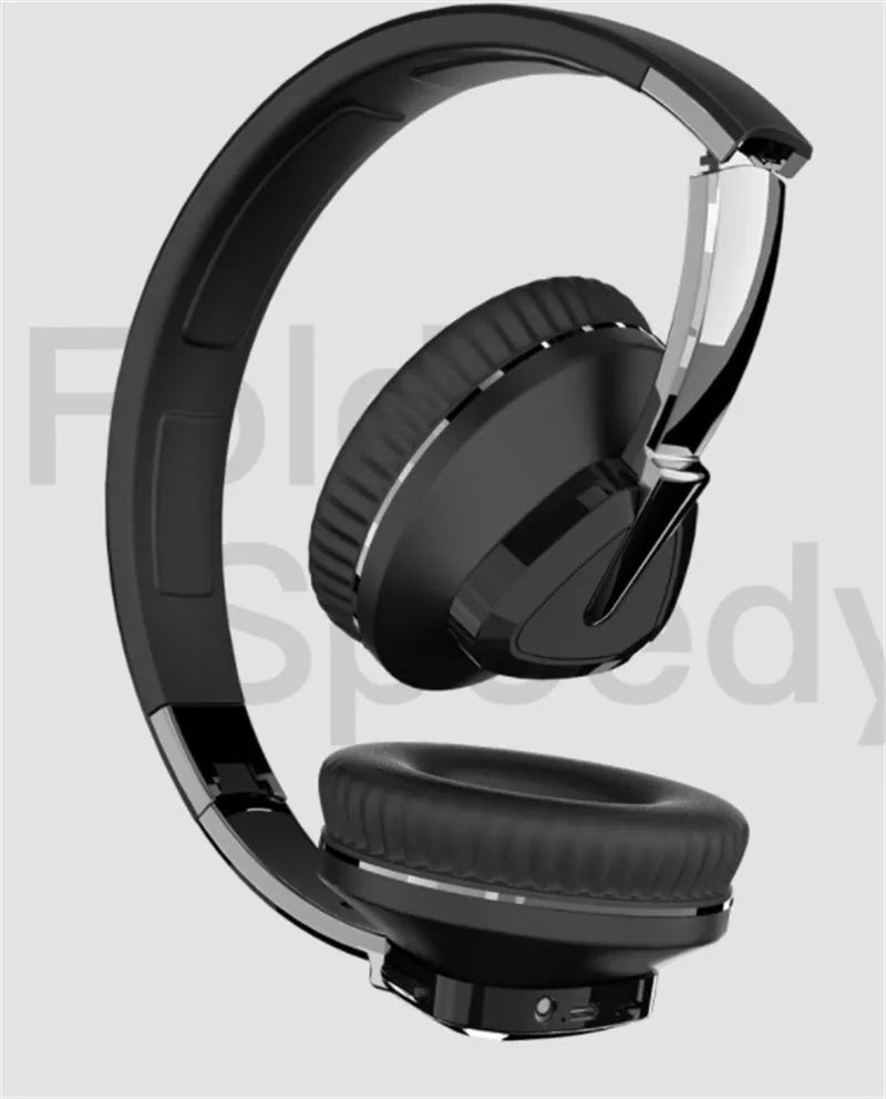 Wireless over-ear headset with Bluetooth connectivity showing AUX jack and TF card slot in multiple colour options