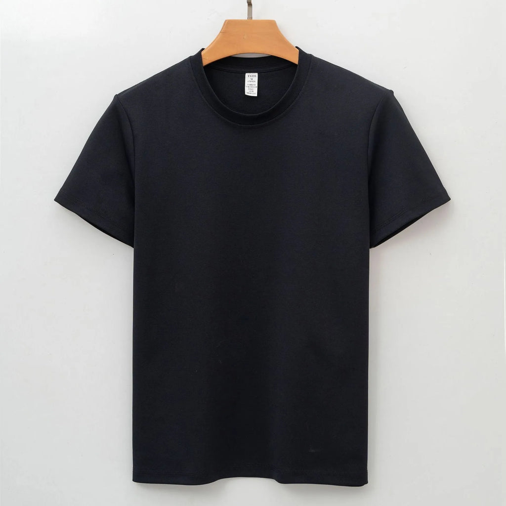 Men's beige antibacterial quick-drying short sleeve sport T-shirt on a hanger