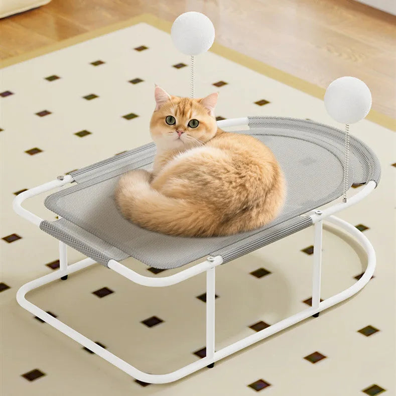 Large grey fabric pet kennel with mesh ventilation panels for cats