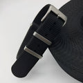 Nylon integrated watch strap showing five colour options and two width sizes