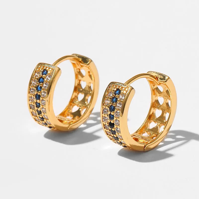 Women's geometric round copper earrings with 18K gold electroplating in KE1268 colour