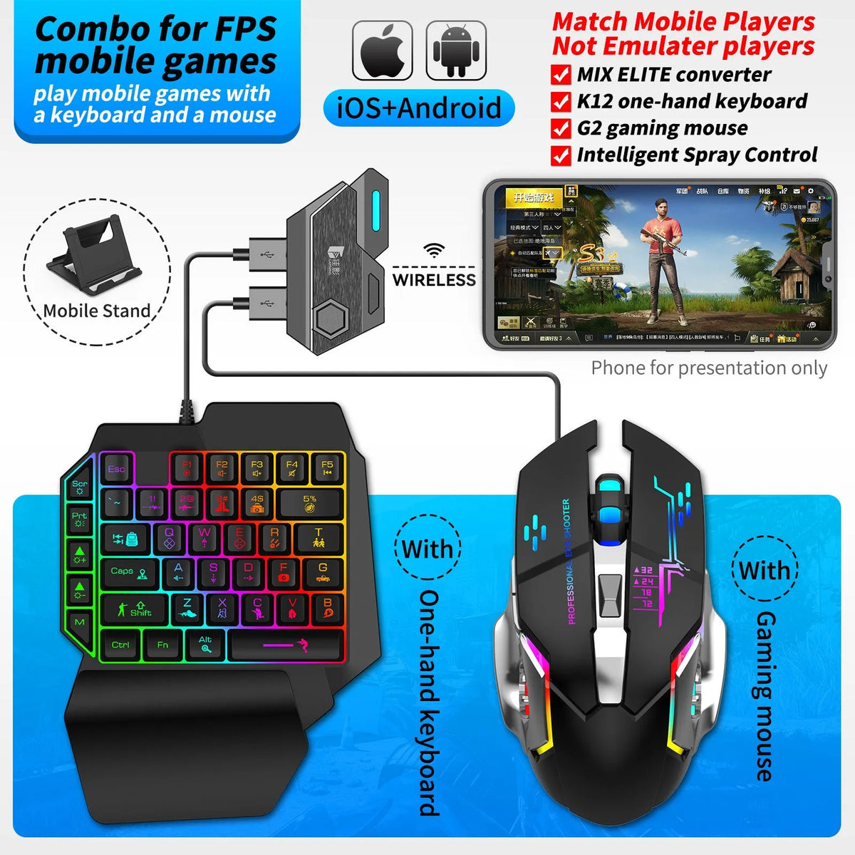 Gamwing Jiaying keyboard and mouse converter gaming adapter in official configuration suit with USB port