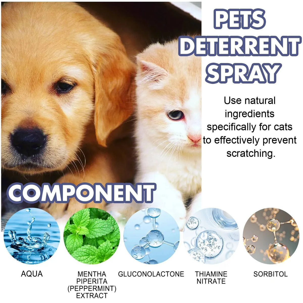 Boxed 50ml bottle of pet deterrent spray for dogs and cats to stop scratching furniture.