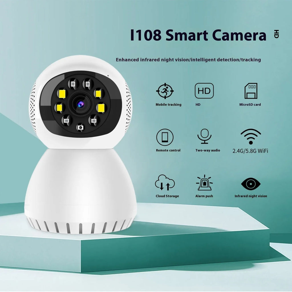 White dual-frequency wireless monitor camera with 1080p HD recording for indoor and outdoor surveillance