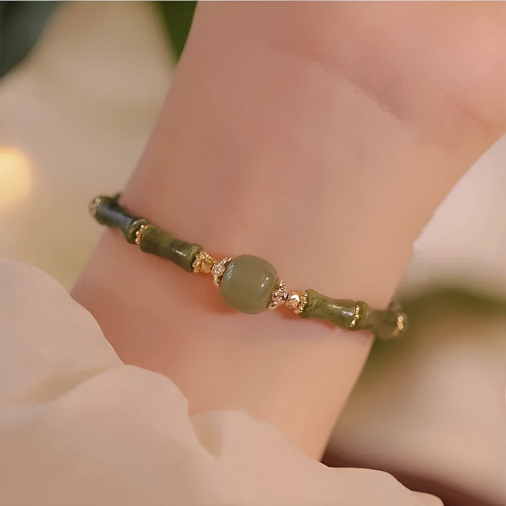 Geometric Hetian jade bracelet in dark green and light colour options