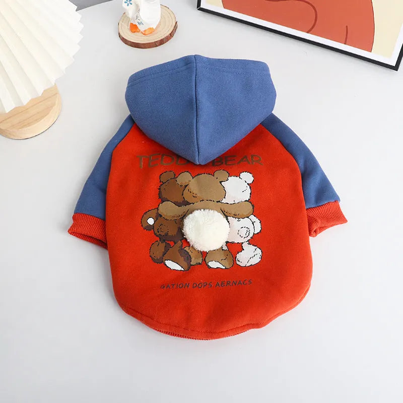 Red cotton dog jumper for small and medium dogs, available in sizes L to 4XL, autumn and winter pet clothing