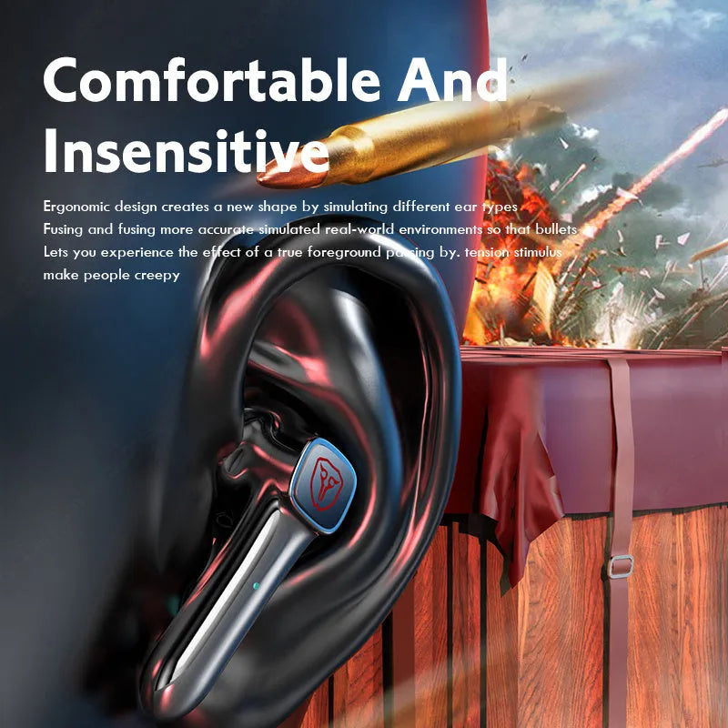 Wireless Bluetooth gaming headset with low latency technology and compact ABS plastic construction