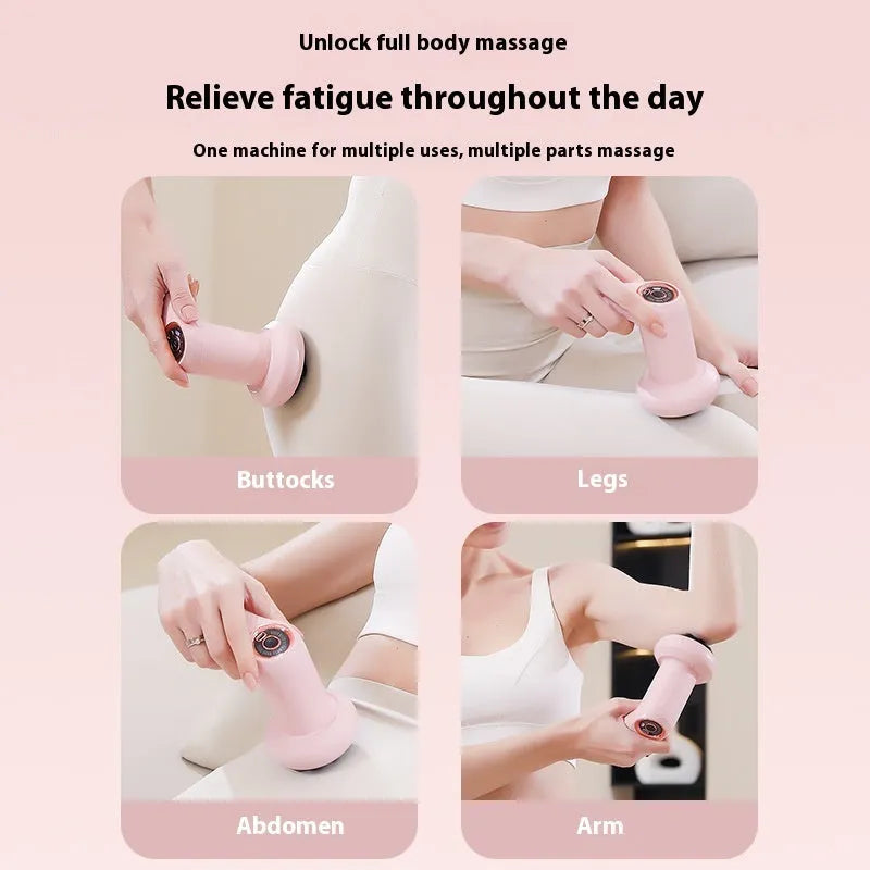 A handheld USB electric massager in black, pink or white for neck, back and leg tension.
