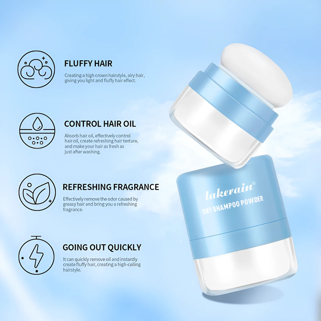 Disposable 5g hair dry cleaning powder sachet with sponge applicator for bangs and roots.