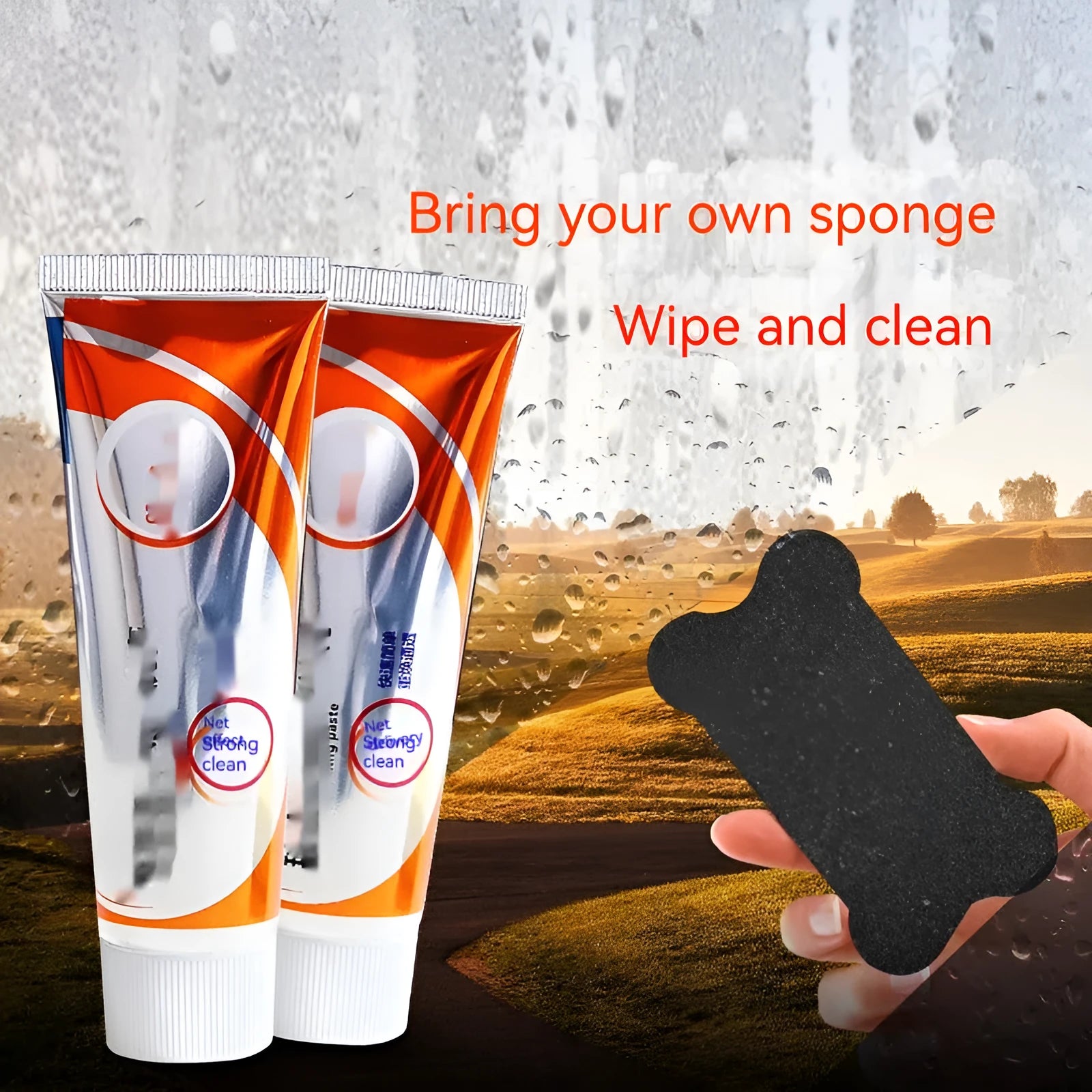 65ml bottle of white car windscreen cleaning paste for removing oil stains from glass