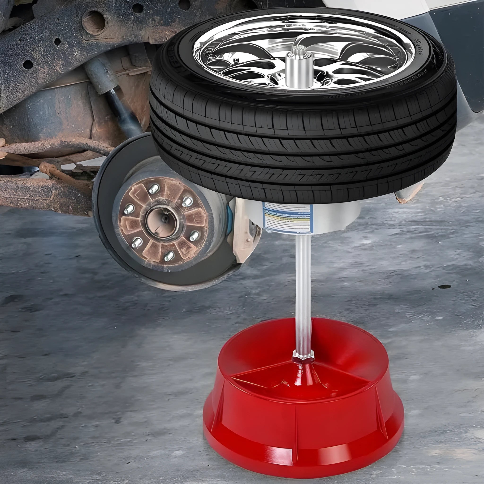 Portable aluminium hub balancer with non-rust base and bull's eye level for 1.5 to 4 inch hubs