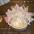 Handmade butterfly-shaped DIY night lamp with glass shade and raw wood base, 12cm by 15cm.