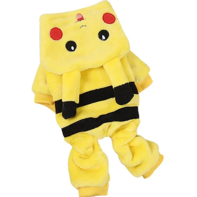 Fleece hoodie coat for cat or small dog in costume style with hood