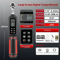 Digital display torque wrench showing readout with chrome-vanadium steel construction