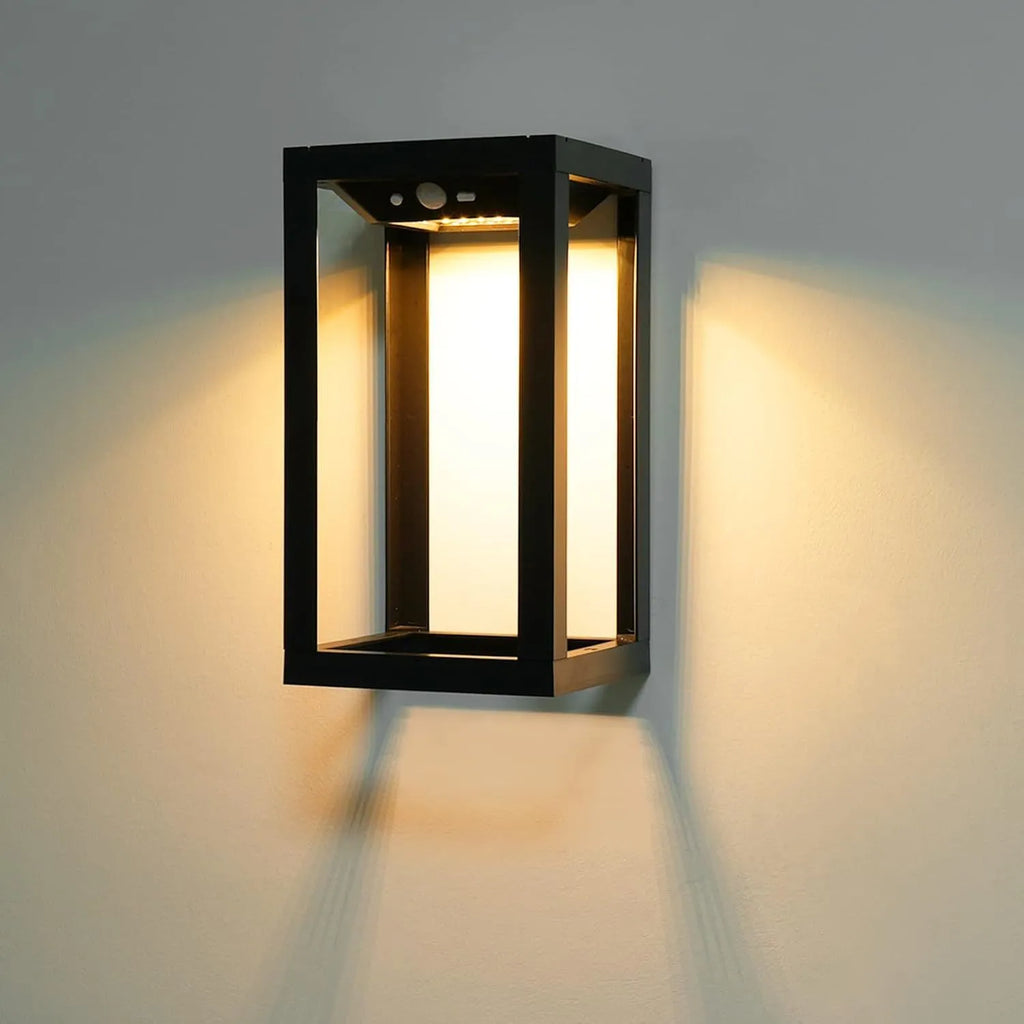 Modern Chinese outdoor wall lamp with solar panel and two-tone lighting