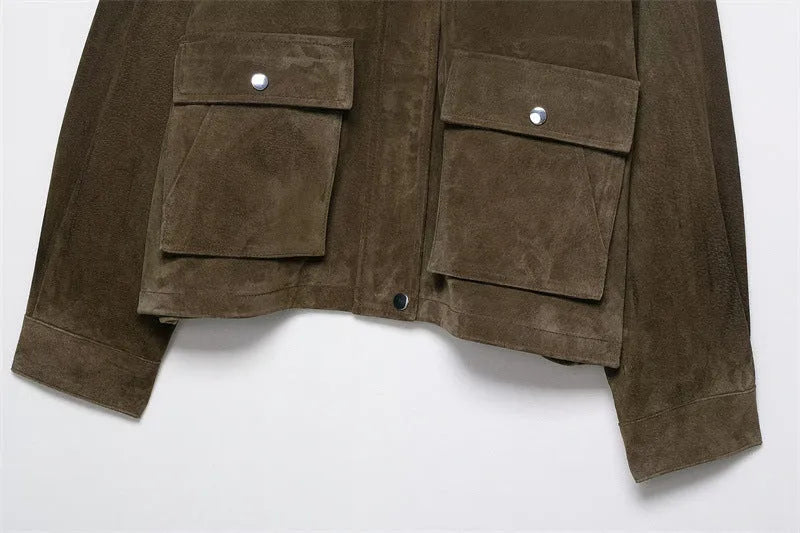 Women's medium thickness PU jacket in picture colour with regular fit and Asian sizing options