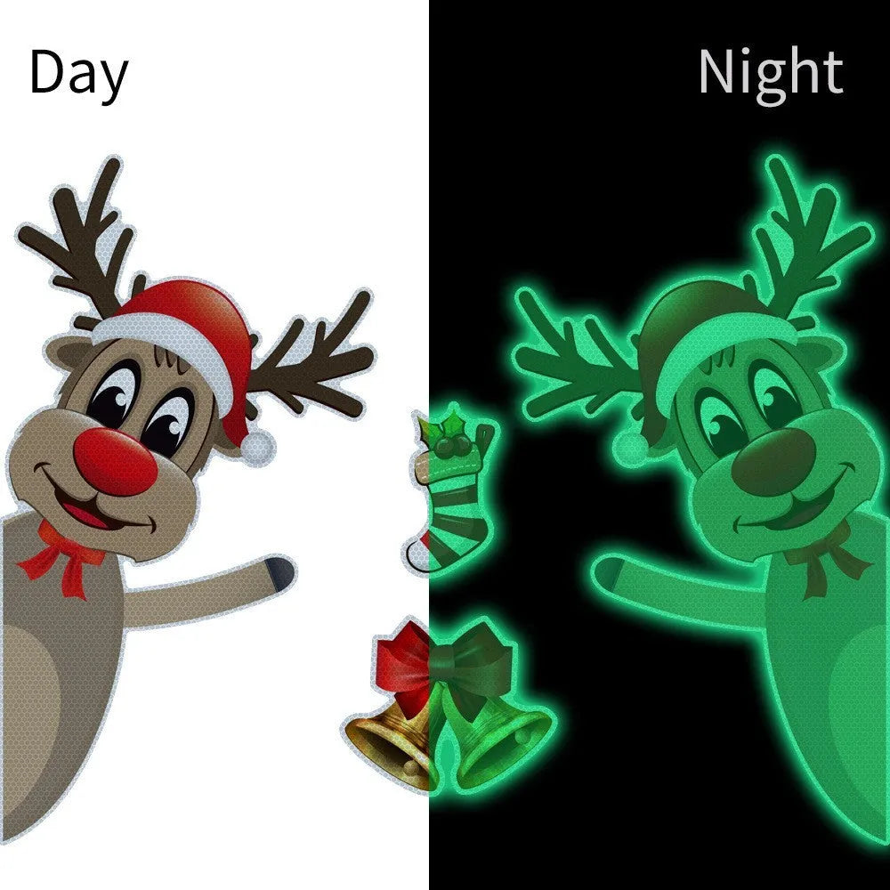 Cartoon Christmas elk bell magnetic luminous reflective bumper stickers in YFC002 colour