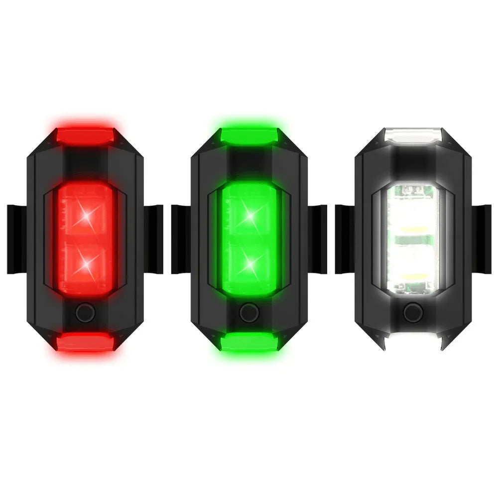 Drone signal light accessory with RGB strobe and turn indicator, includes charging cable and mounting tape