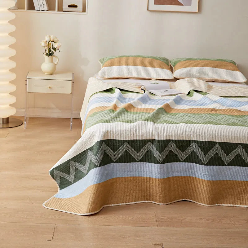 Pure cotton printed bed sheet set in modern simple design for summer bedding