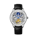 Men's business waterproof watch with stainless steel or leather strap in white or rose gold finish options