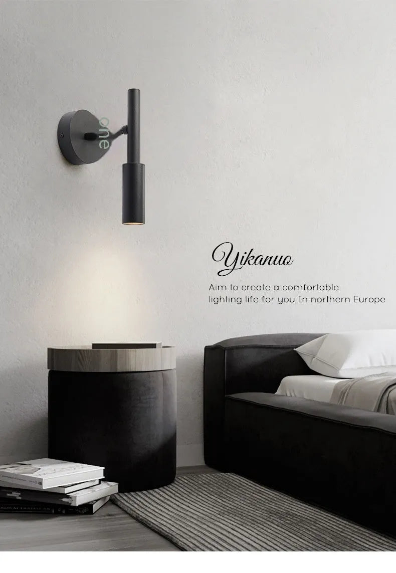 Modern wrought iron wall lamp with three colour temperature light source in black finish