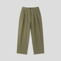 Men's apricot-coloured wide-leg cotton linen blend trousers with a mid waist and pencil pant cut.