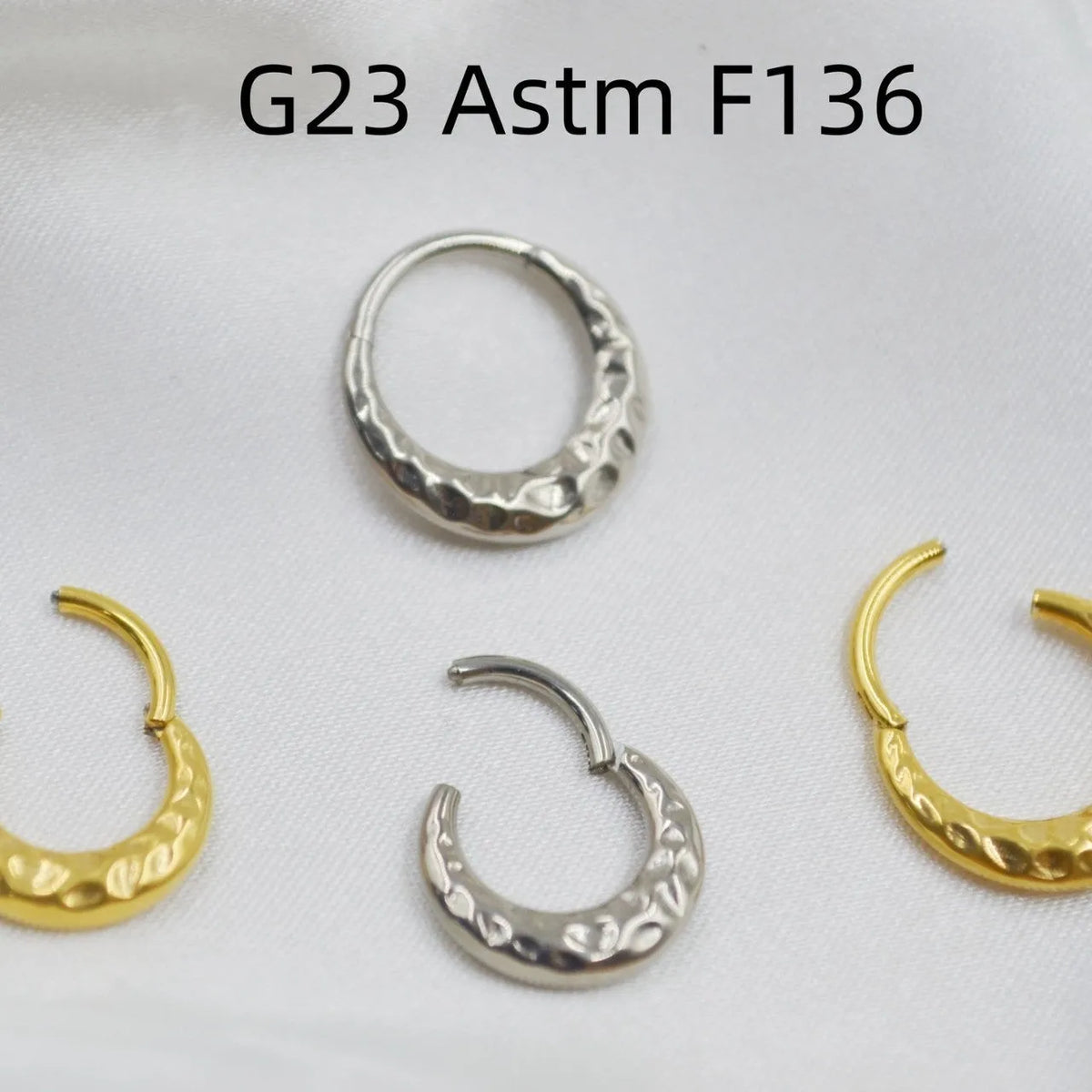 Titanium alloy concave-convex nose ring in gold or silver colour with 1.2mm thickness