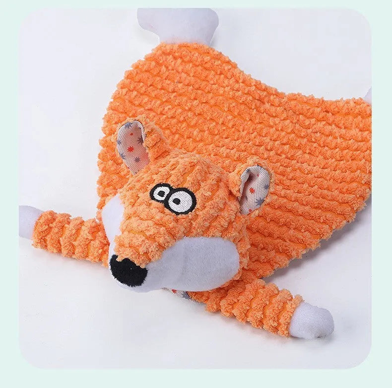 Brown plush velvet pet toy with squeaker for dogs and cats