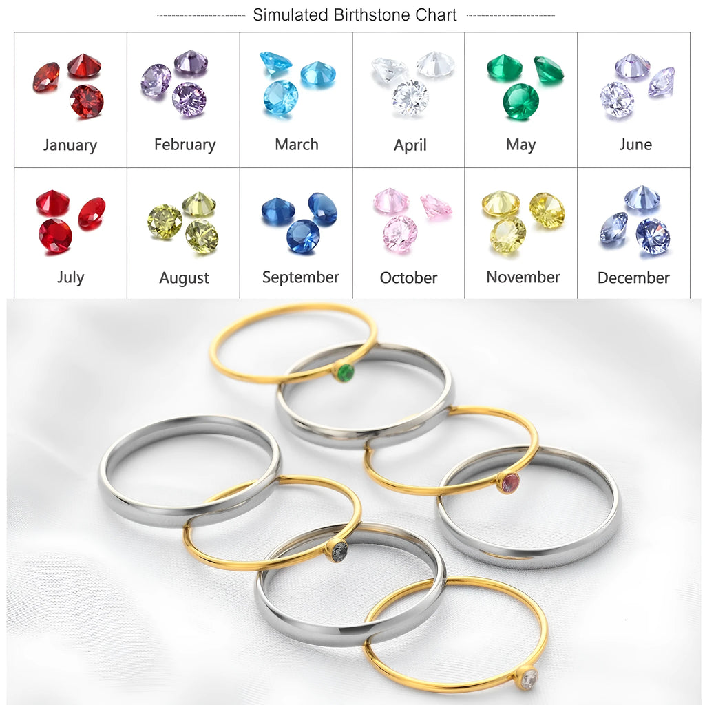 December birthstone engraved titanium steel ring with superimposed geometry design on a finger.