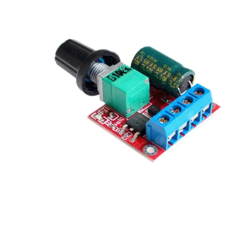 PWM DC motor speed controller with adjustment knob for 5V-35V input and 5A output