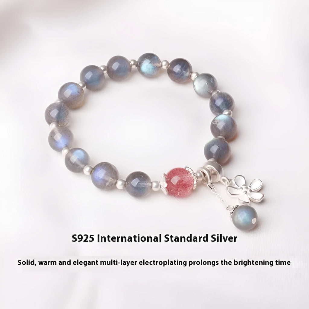 Women's 7.5mm grey moonlight crystal bracelet with zodiac modelling and 925 silver components