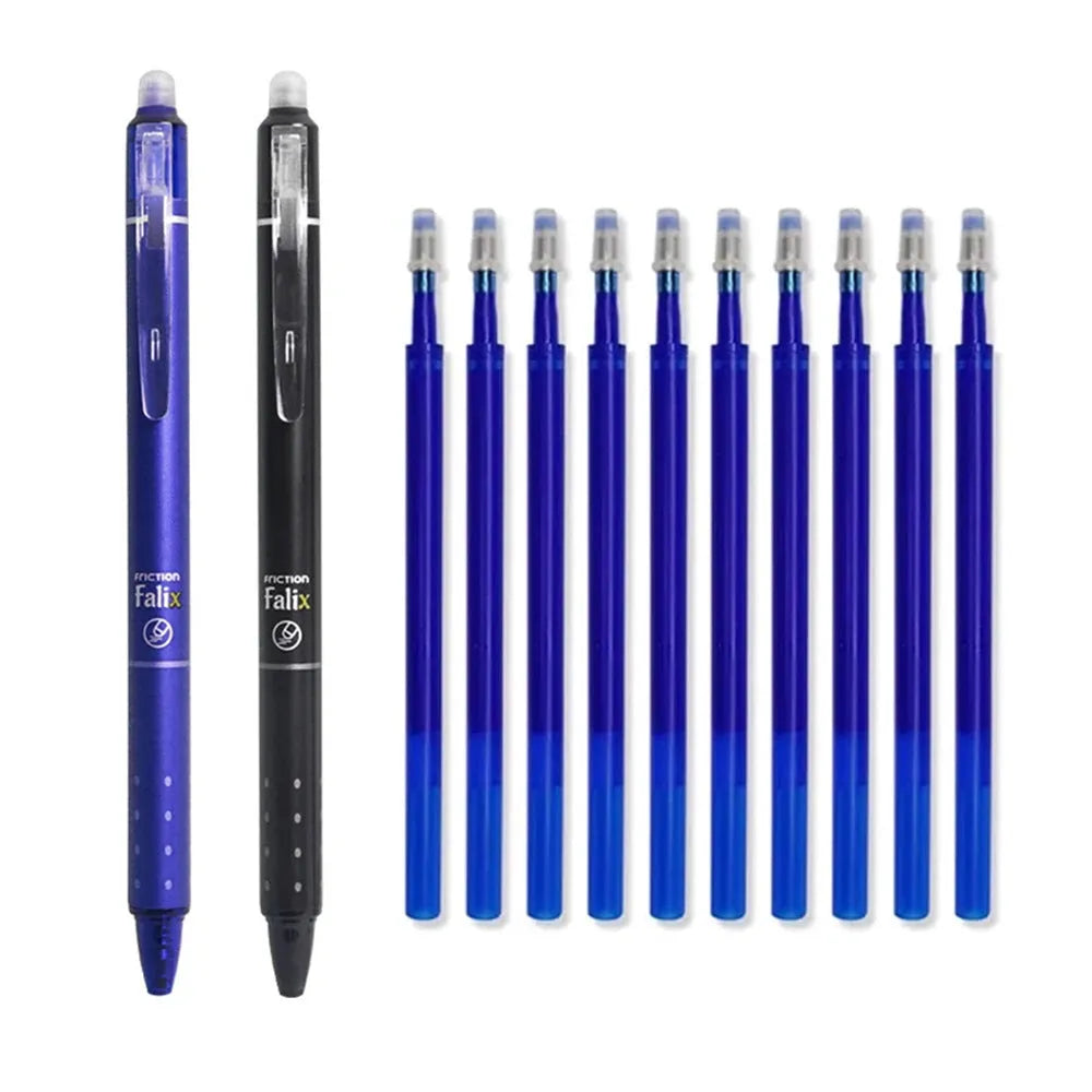 Erasable gel pen with 0.5mm stainless steel nib in plastic casing