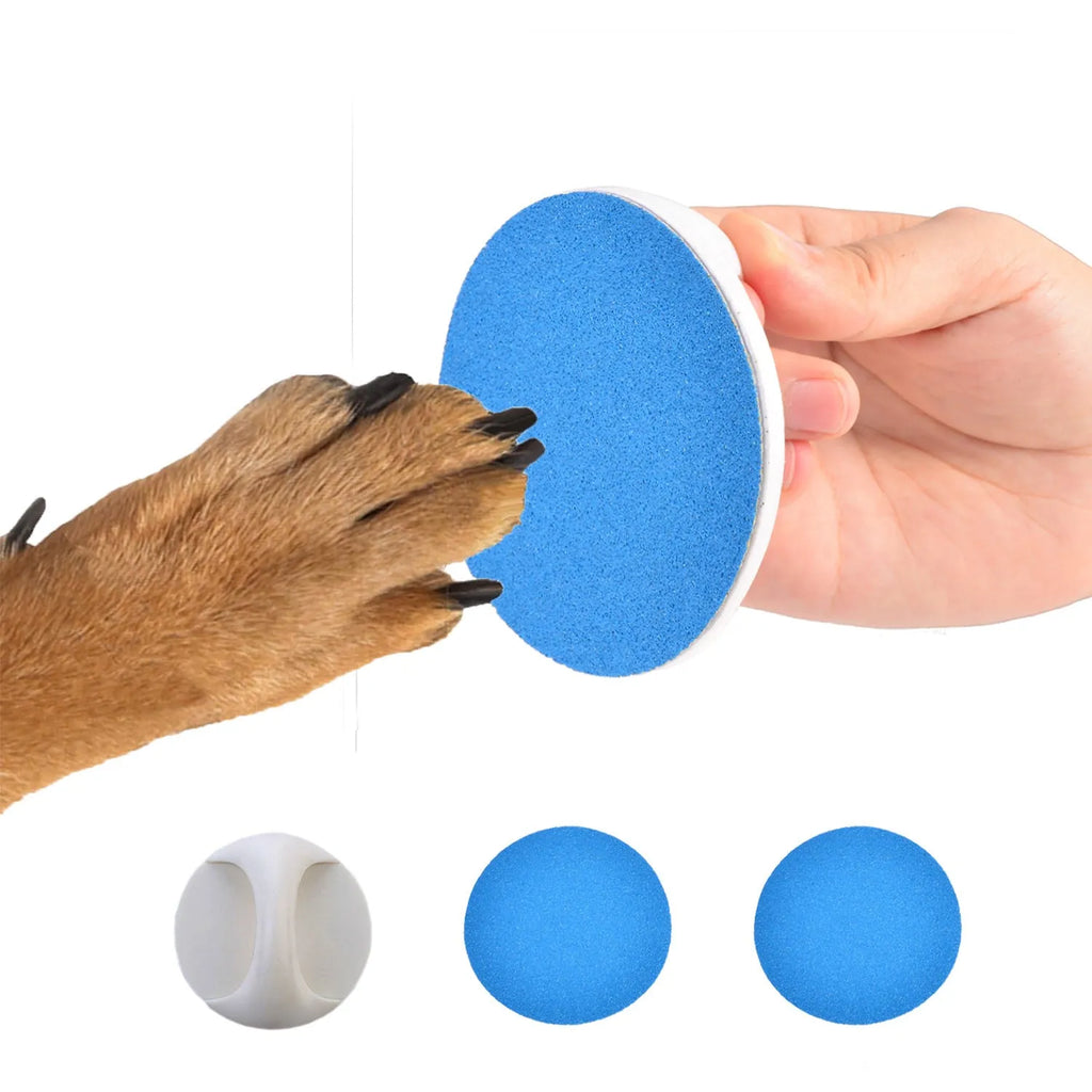 Square dog nail file grinder board with ergonomic handle in one of four colours.